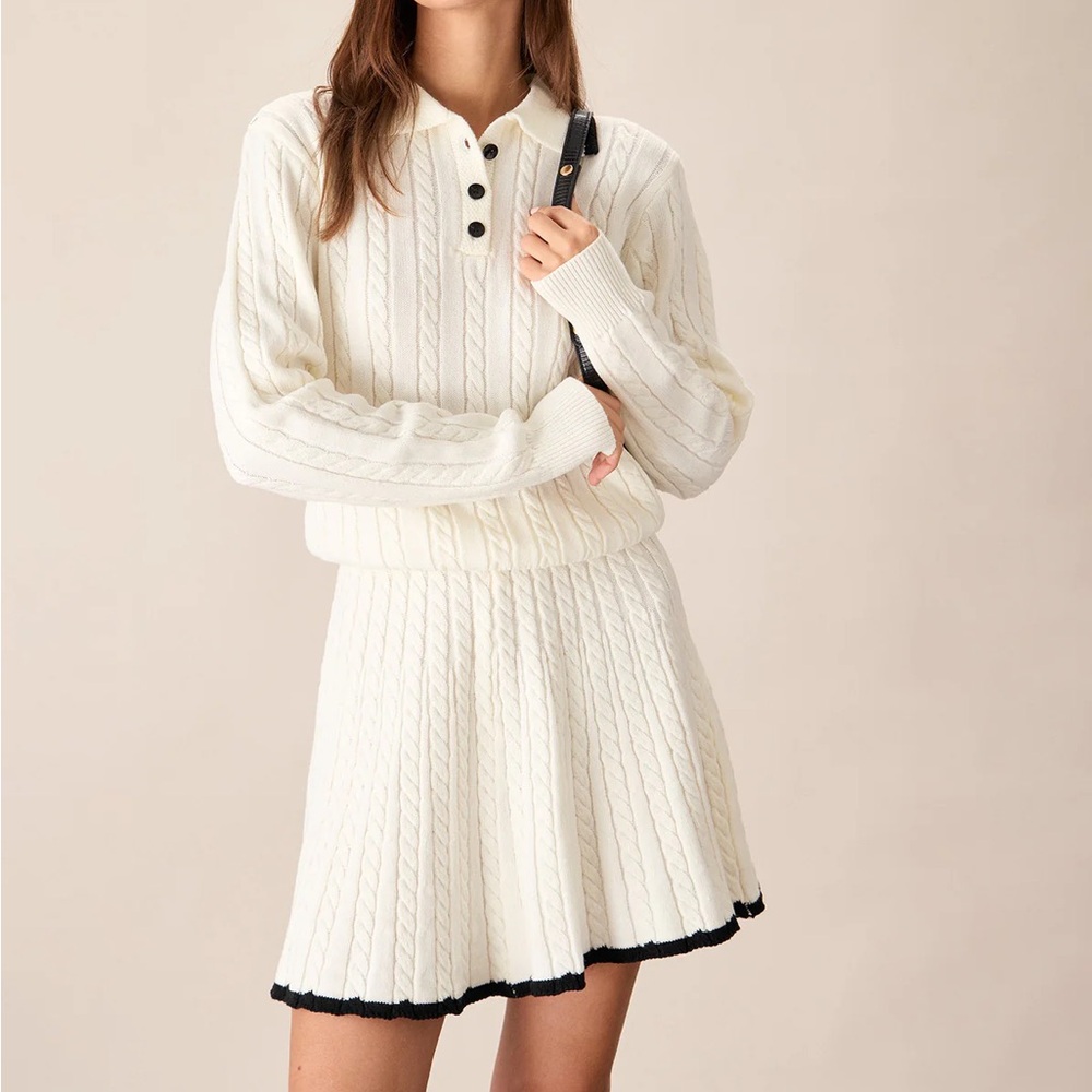 Rihoas White Cable Knit Sweater and Skirt Set - Picture 2 of 10